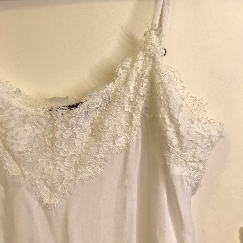 Lace trim white camisole